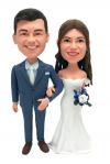 Custom wedding bobblehead couple in wedding suit and dress