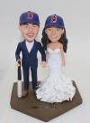 Custom wedding bobbleheads cake topper baseball fans groom bride