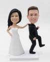 Personalized wedding Bobbleheads Dolls-Bride catch groom