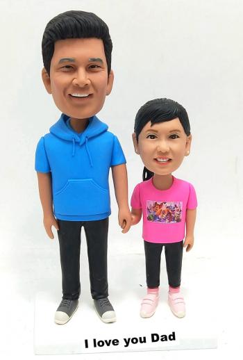 Custom bobblehead gift for dad father and daughter