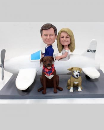 Custom bobblehead cake topper airplane theme