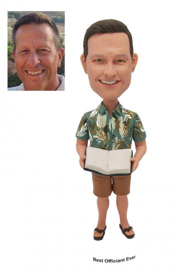 Custom wedding officiant bobblehead Hawaii wedding pastor