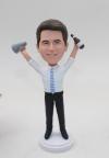 Personalized Male Bobbleheads Cheering With Wine Best Salesman Awards