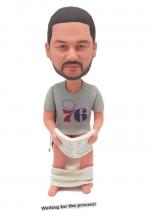 Custom bobblehead man sitting on toilet funny gift for Dad