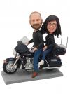 Custom motorcycle couple bobbleheads on Harley Davidson