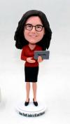 Custom bobblehead secretary with laptop