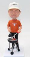 Custom BBQ grilling bobblehead with Texas longhorns shirt